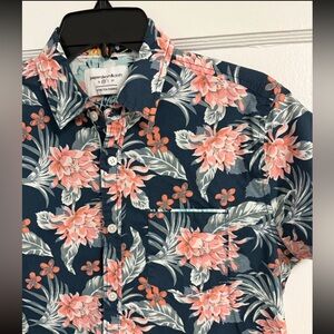 Men’s Paper Denim & Cloth Blue Peach Floral Cotton Short Sleeve Shirt Sz Medium